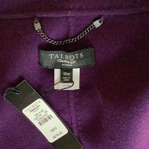 NWT Talbots 100% Wool Purple Swing Jacket Coat Women’s 18W Retail $279 - Picture 7 of 8
